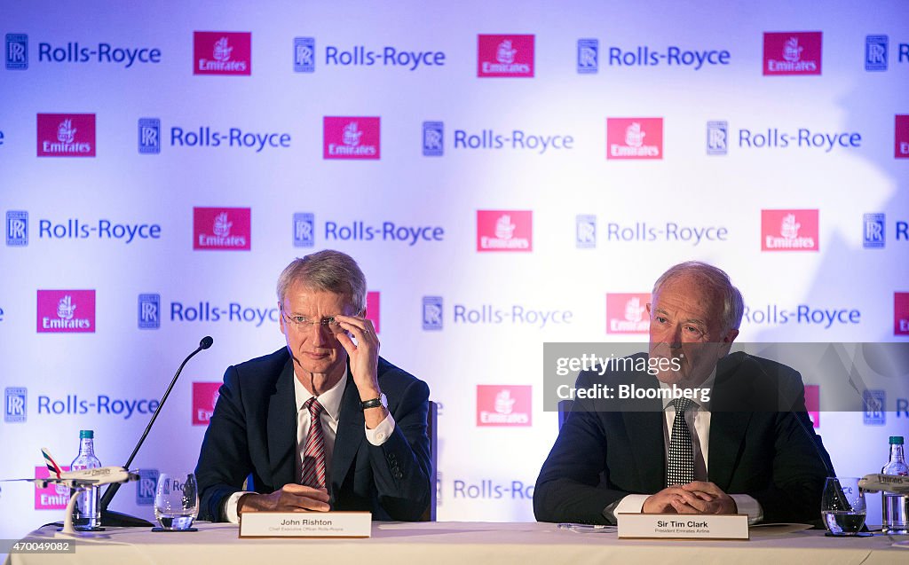 Emirates Airline President Tim Clark And Chairman Sheikh Ahmed Bin Saeed Al Maktoum News Conference