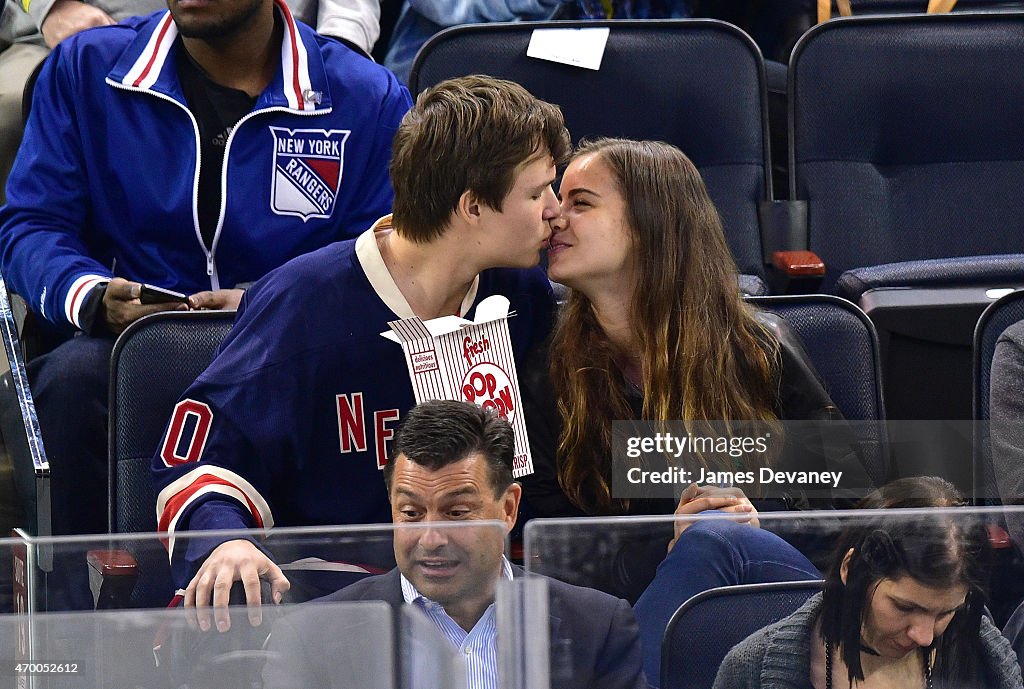 Celebrities Attend The Pittsburgh Penguins Vs New York Rangers Playoff Game - April 16, 2015