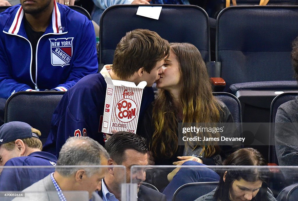 Celebrities Attend The Pittsburgh Penguins Vs New York Rangers Playoff Game - April 16, 2015