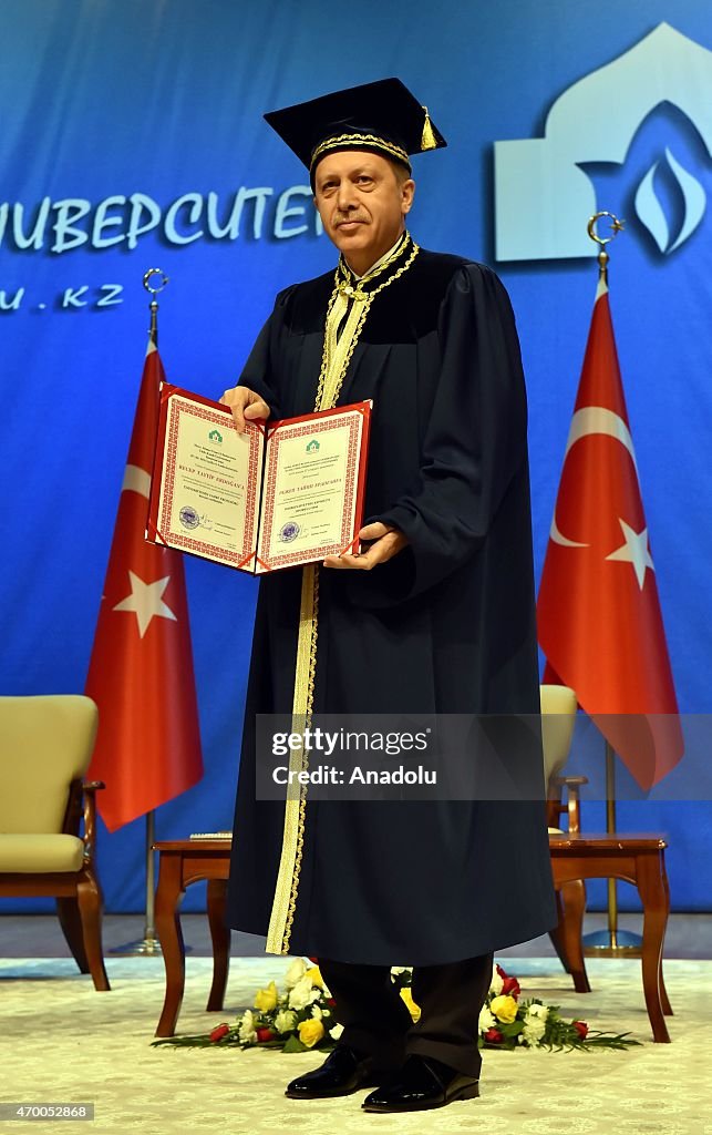 Turkish President Erdogan receives honorary doctorate in Kazakhstan