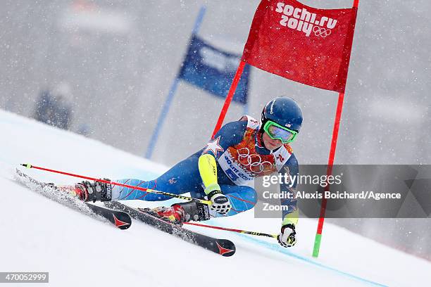 Mikaela Shiffrin of the USA competes during the Alpine Skiing Women's Giant Slalom at the Sochi 2014 Winter Olympic Games at Rosa Khutor Alpine...