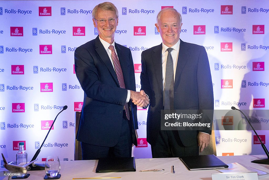 Emirates Airline President Tim Clark And Chairman Sheikh Ahmed Bin Saeed Al Maktoum News Conference