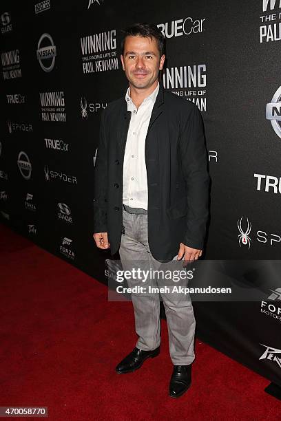 Professional racing driver Oriol Servia attends the charity screening of 'WINNING: The Racing Life Of Paul Newman' at the El Capitan Theatre on April...
