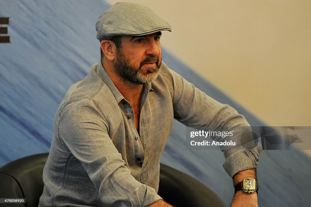 Eric Cantona brand ambassador of Hautlence Watch attends a press conference in Jakarta