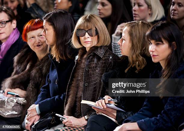 Anna Wintour attends the Simone Rocha show at London Fashion Week AW14 at Tate Modern on February 18, 2014 in London, England.