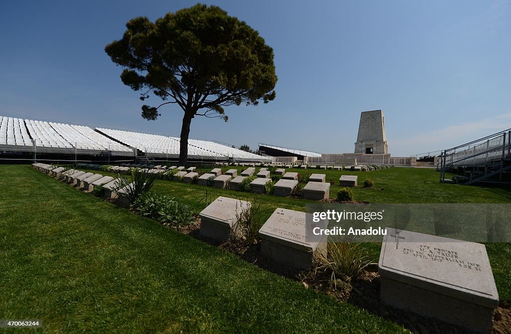 CANAKKALE, TURKEY - APRIL 17:  People visit the Lone Pine cemetery on April 17, 2015 before the commemoration ceremonies of the 100th anniversary of the Canakkale Land Battles which will take place at the Gallipoli Peninsula in Canakkale, Turkey. (Photo by Ali Atmaca/Anadolu Agency/Getty Images)
