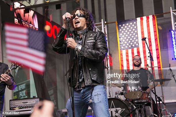 Lead Singer Dave Bray of Madison Rising performs at The #DEFENDFREEDOM Concert Concert at "FOX & Friends" at FOX Studios on April 17, 2015 in New...