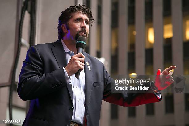 Author Jay Redman speaks at the #DEFENDFREEDOM Concert at "FOX & Friends" at FOX Studios on April 17, 2015 in New York City.