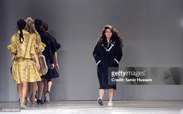 Simone Rocha on the runway during the Simone Rocha show at Topshop Showspace, Tate Modern during London Fashion Week AW14 on February 18, 2014 in...