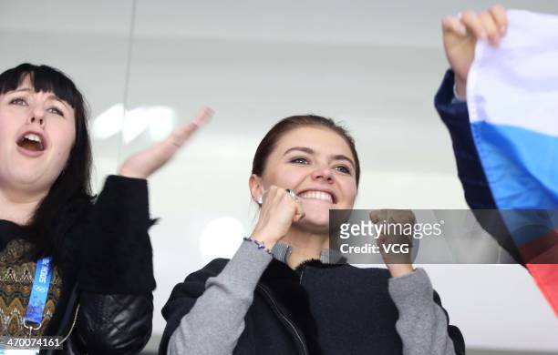 Alina Kabaeva, Russian Olympic champion in rhythmic gymnastics watches the men's Preliminary Round Group A ice hockey match Russia vs Slovakia at...
