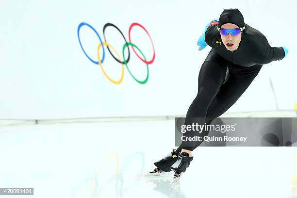 Patrick Meek of the United States competes during the Men's 10000m Speed Skating event on day eleven of the Sochi 2014 Winter Olympics at Adler Arena...