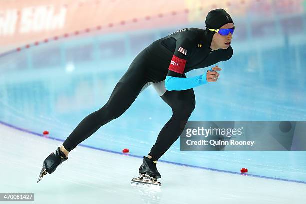 Patrick Meek of the United States competes during the Men's 10000m Speed Skating event on day eleven of the Sochi 2014 Winter Olympics at Adler Arena...
