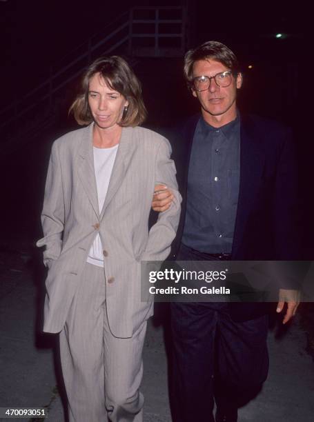 Actor Harrison Ford and wife Melissa Mathison attend a performance of the play "Brooklyn Laundry" on May 11, 1991 at the Coronet Theatre in West...