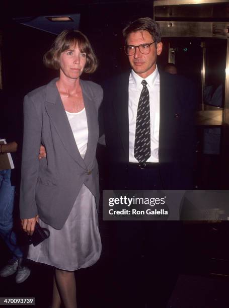 Actor Harrison Ford and wife Melissa Mathison attend the "Regarding Henry" New York City Premiere on June 24, 1991 at Loews Tower East in New York...