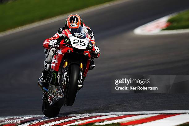 Josh Brooks of Milwaukee Yamaha rides during practice for the MCE British Superbike Championship race at Brands Hatch circuit on April 17, 2015 in...