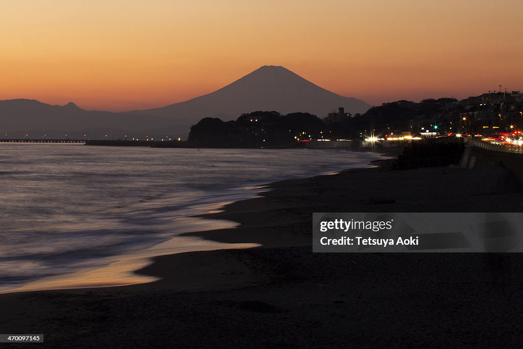 Mount Fuji at dusk