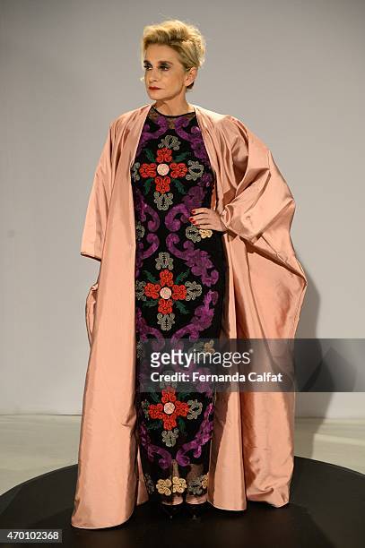 Flavia Sahyoun walks at Fause Haten Presentation at SPFW Summer 2016 at FH Show Room on April 17, 2015 in Sao Paulo, Brazil.