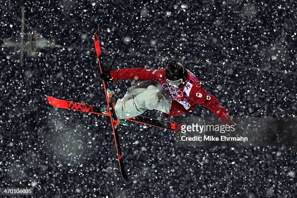 Matt Margetts of Canada competes in the Freestyle Skiing Men's Ski Halfpipe Qualification on day eleven of the 2014 2014 Winter Olympics at Rosa...