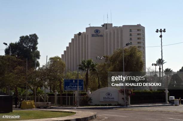 General view taken on February 18 ,2014 shows the Hilton Taba Resort on the Egyptian side of the Taba Land Port crossing, two days after a tourist...