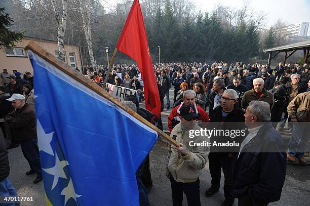 Protestors gather again outside Tuzla Canton Government Building in the northern Bosnian town of Tuzla, on February 14, 2014. Mersiha Besic - Anadolu...