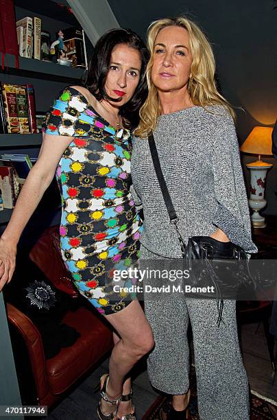 Amy Molyneaux and Meg Mathews attend Jo Wood's surprise birthday party at L'Escargot on April 17, 2015 in London, England.