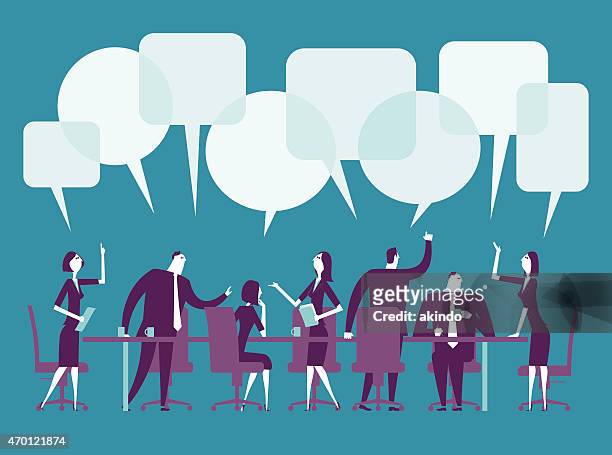 vector illustration of meeting - conflict management stock illustrations