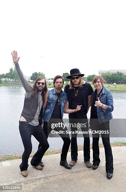 Graham DeLoach, Zack Brown, Michael Hobby, and Bill Satcher of the band A Thousand Horses attend the ACM Party For A Cause Festival at Globe Life...