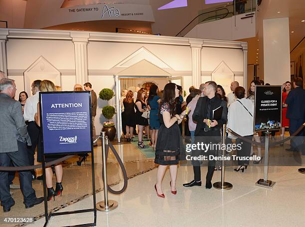 Guests attend the launch of Sarah Jessica Parker's SJP Pop-Up with Zappos Couture in The Shops at Crystals at Aria Las Vegas on April 16, 2015 in Las...