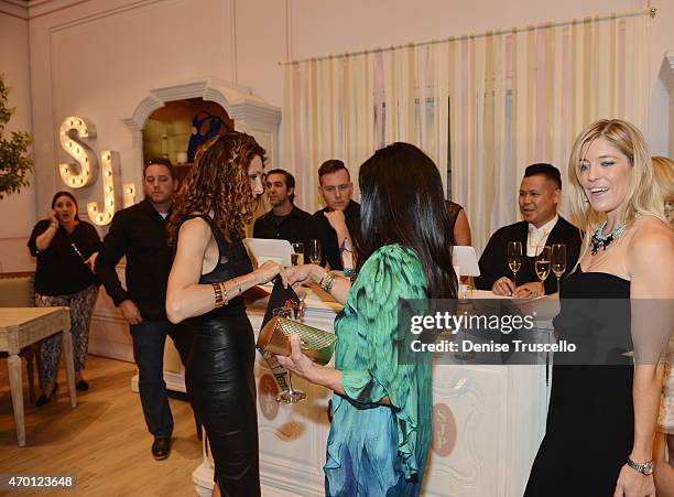 Guests attend the launch of Sarah Jessica Parker's SJP Pop-Up with Zappos Couture in The Shops at Crystals at Aria Las Vegas on April 16, 2015 in Las...