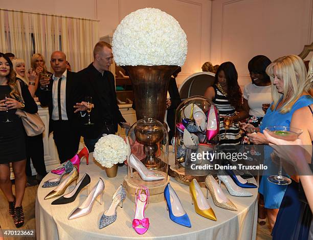 Guests attend the launch of Sarah Jessica Parker's SJP Pop-Up with Zappos Couture in The Shops at Crystals at Aria Las Vegas on April 16, 2015 in Las...