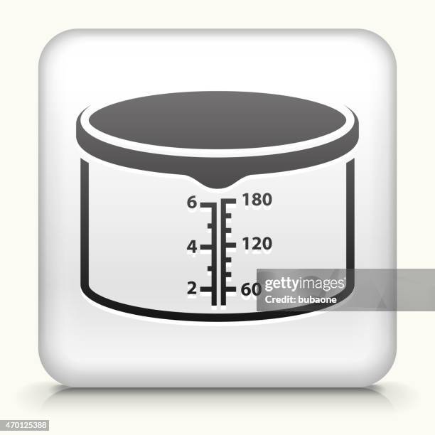 white square button with container icon - measuring cups stock illustrations
