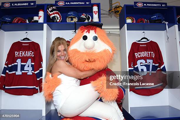 Montreal Canadiens fan with Youppi before game two between the Montreal Canadiens and the Ottawa Senators in Game Two of the Eastern Conference...