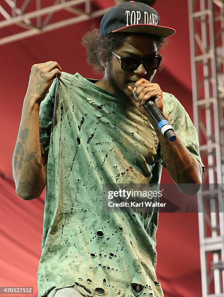 Recording artist Ab-Soul performs onstage during day 1 of the 2015 Coachella Valley Music And Arts Festival at The Empire Polo Club on April 17, 2015...