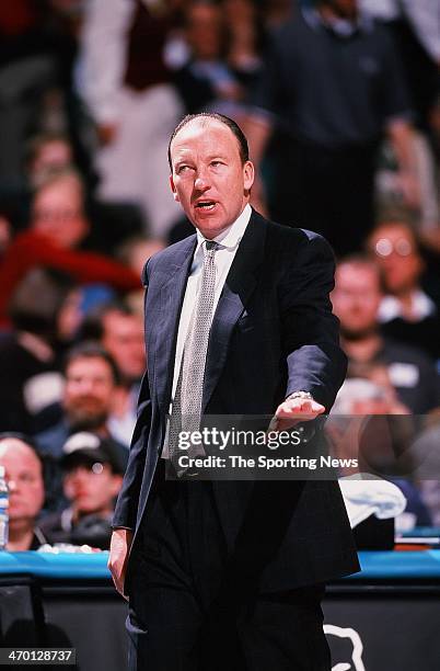 Mike Dunleavy Sr. Of the Portland Trail Blazers during the game against the Charlotte Hornets on February 26, 1999 at Charlotte Coliseum in...