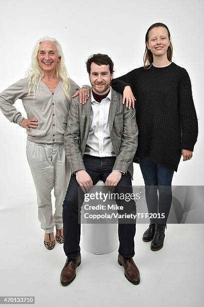 Olwen Fouere , Stephen Fingleton and Mia Goth from "The Survivalist" appear at the 2015 Tribeca Film Festival Getty Images Studio on April 16, 2015...