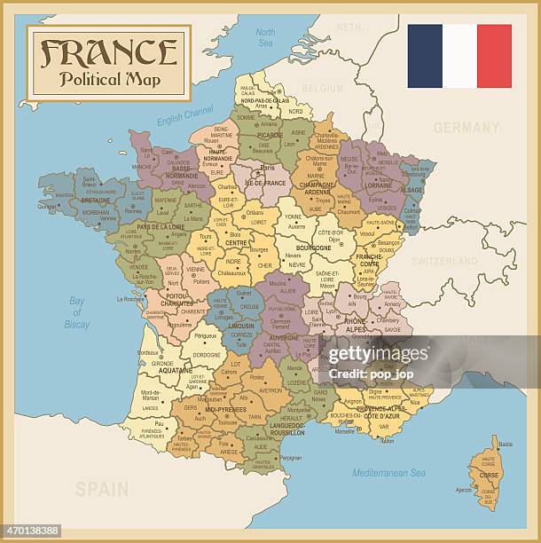 stockillustraties, clipart, cartoons en iconen met vintage map of france - provence