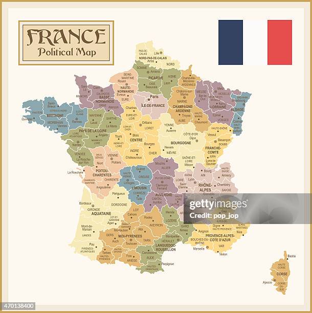 ilustrações, clipart, desenhos animados e ícones de vintage mapa da frança - rhône alpes