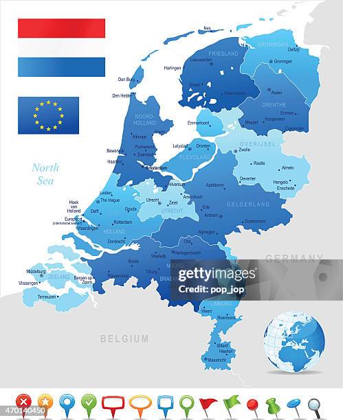 stockillustraties, clipart, cartoons en iconen met map of netherlands - gouda