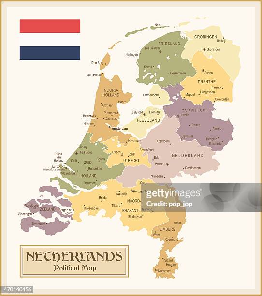 vintage map of netherlands - utrecht stock illustrations