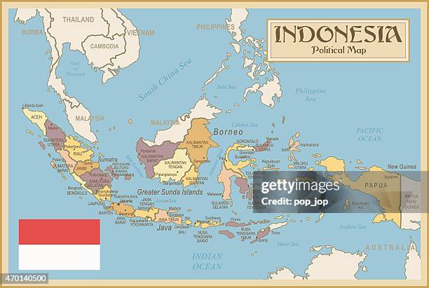 vintage map of indonesia - kalimantan stock illustrations