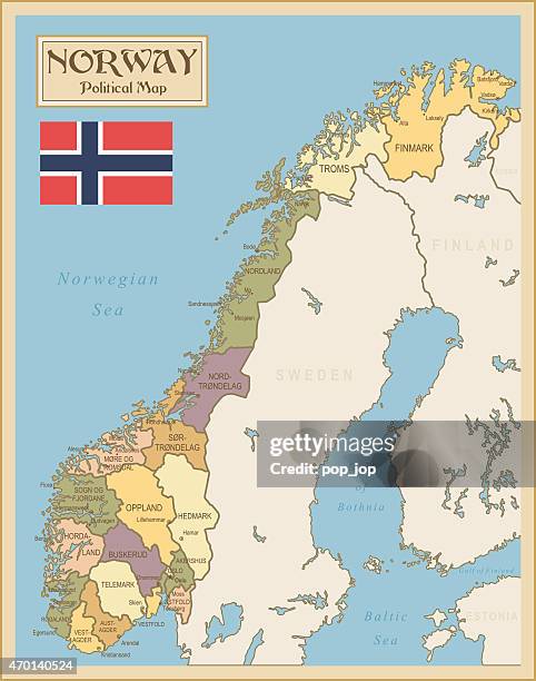 vintage map of norway - alesund norway stock illustrations