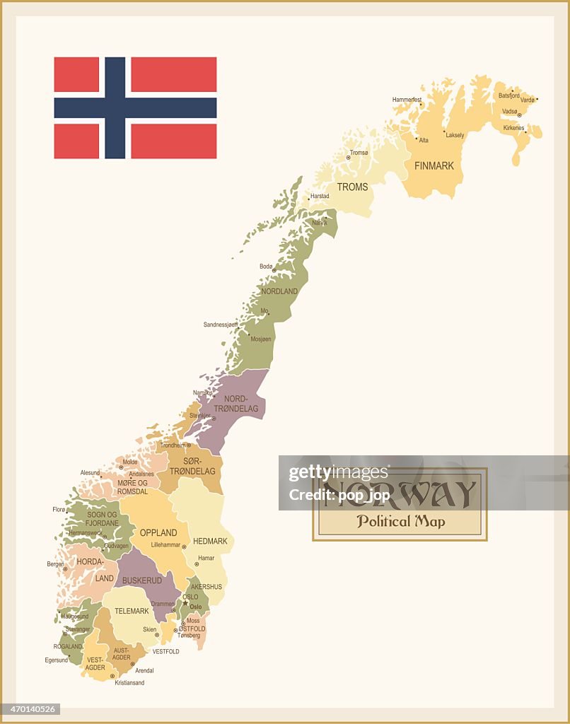 Vintage Map of Norway