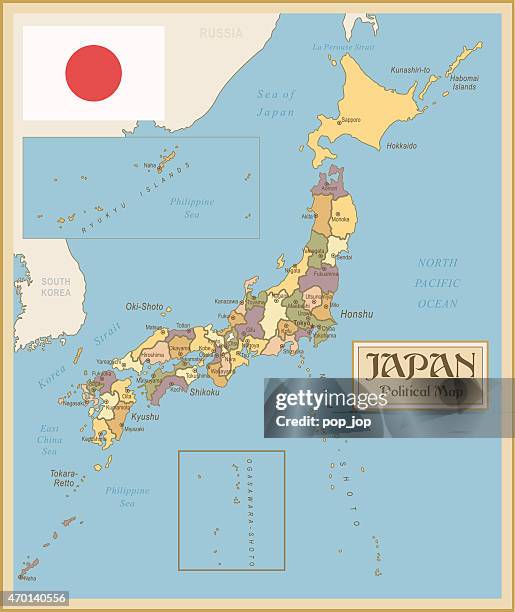 vintage map of japan - nagano japan stock illustrations