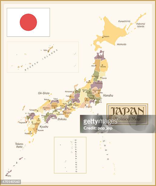 a vintage political map of japan - aichi prefecture stock illustrations