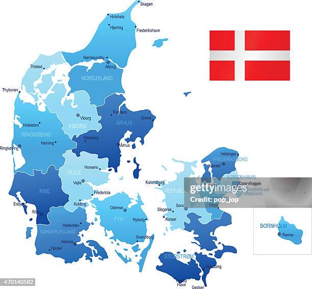 karte von dänemark - jutland stock-grafiken, -clipart, -cartoons und -symbole