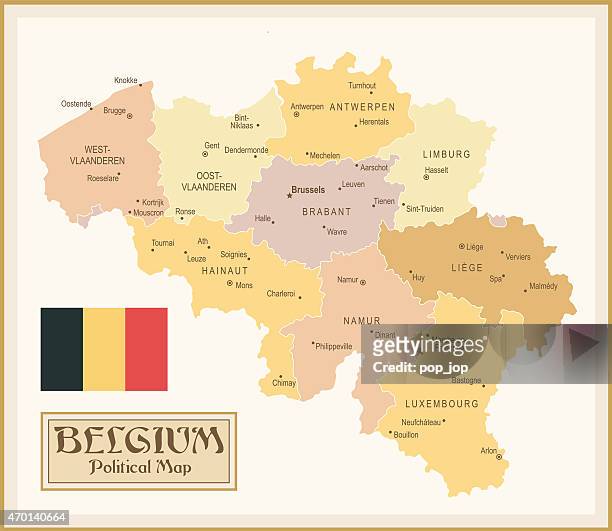 bildbanksillustrationer, clip art samt tecknat material och ikoner med vintage map of belgium - �östra flandern