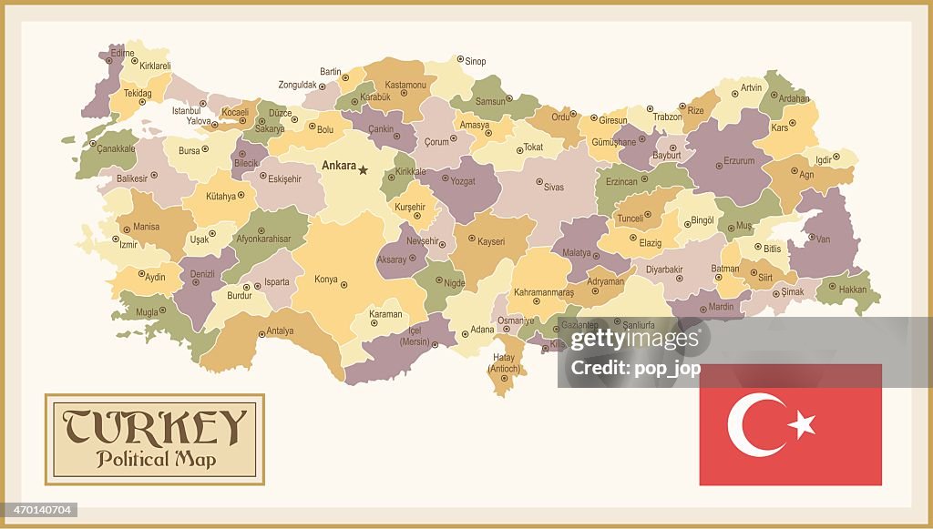Vintage Map of Turkey