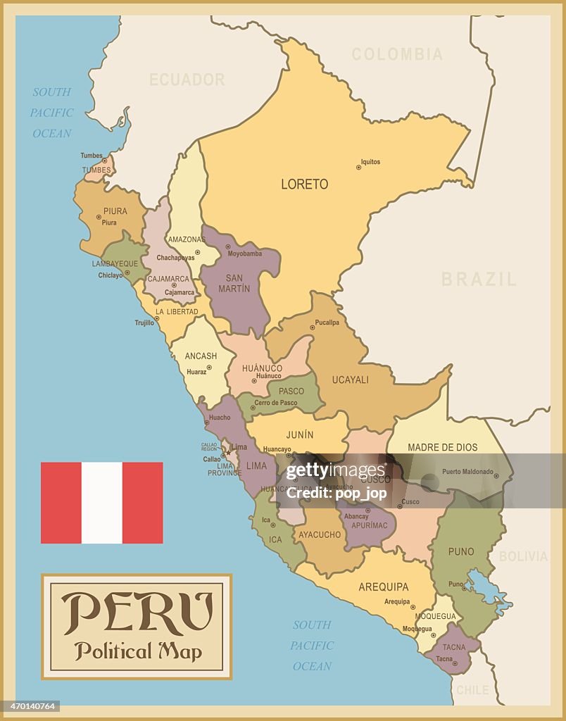 Vintage Map of Peru