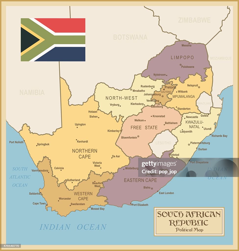 Vintage Map of South Africa