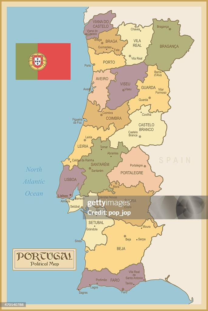 Vintage Map of Portugal